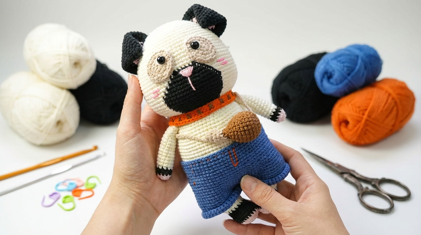 kimora cachorro amigurumi receita gratis passo a passo com fios creme e bege em textura macia de algodão ideal para decoração infantil personalizada
