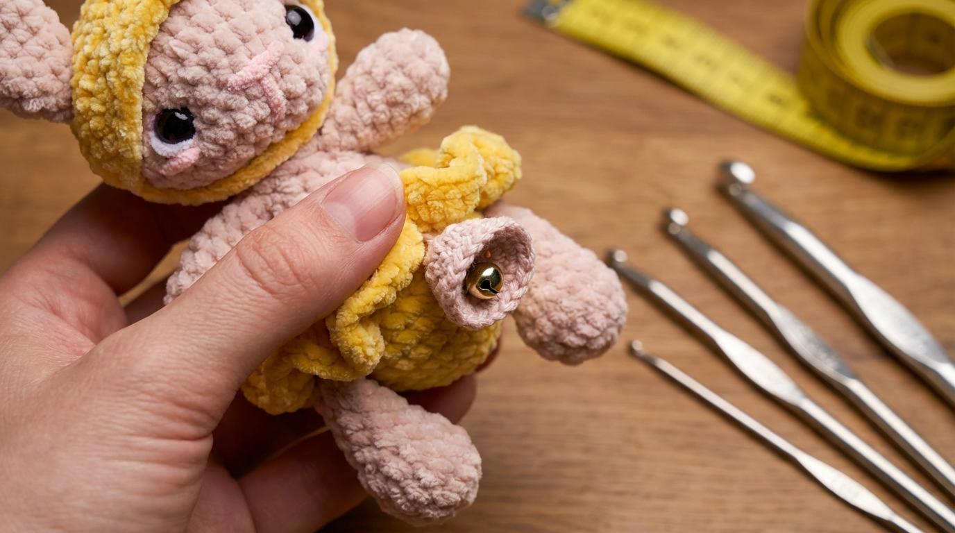 Kylie Coelho Amigurumi aveludado feito em fios de veludo rosa para decoração infantil artesanal e presente.