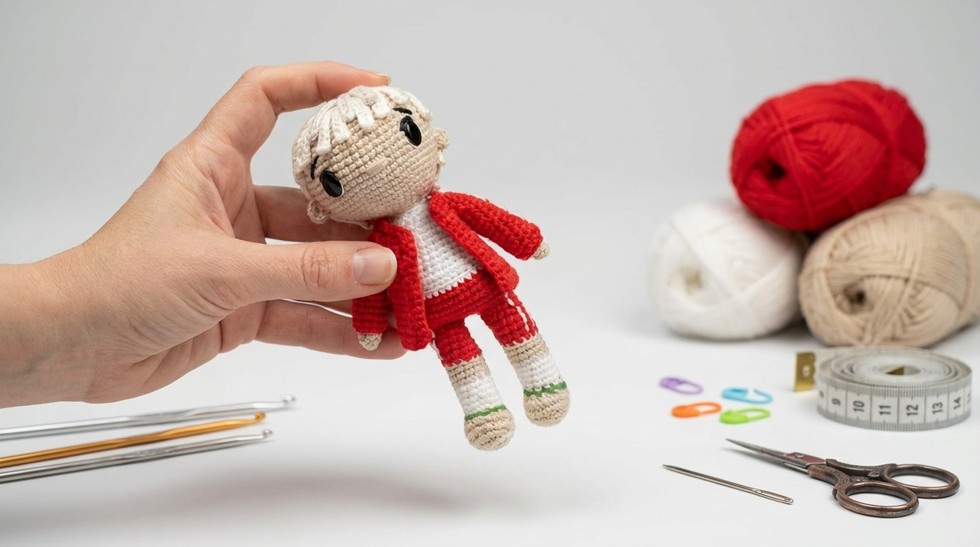 Personagem BTS Ji-min amigurumi fio colorido em crochê para decoração e presente para fãs do grupo de K-pop coreano.