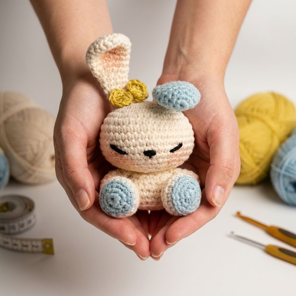 coelho amigurumi receita gratis passo a passo, bichinho de crochê branco com detalhes em rosa para decoração infantil ou presente artesanal delicado.